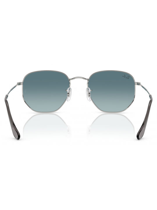 Ray Ban Hexagonal Unisex Ochelari de soare cu Argintiu Cadru și Albastru Degradati Oglindă Lentilă RB3548N 003/3M
