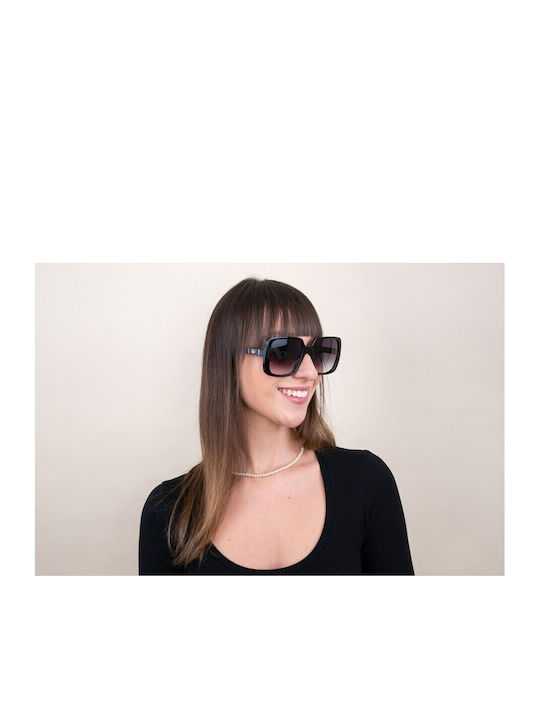 Gucci Women’s Sunglasses with Black Horn-Rimmed Frame and Grey Gradient Lens GG0632S 001