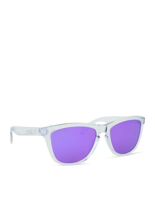 Oakley Frogskins Men's Sunglasses with Transparent Plastic Frame and Purple Mirror Lens OO9013-H7