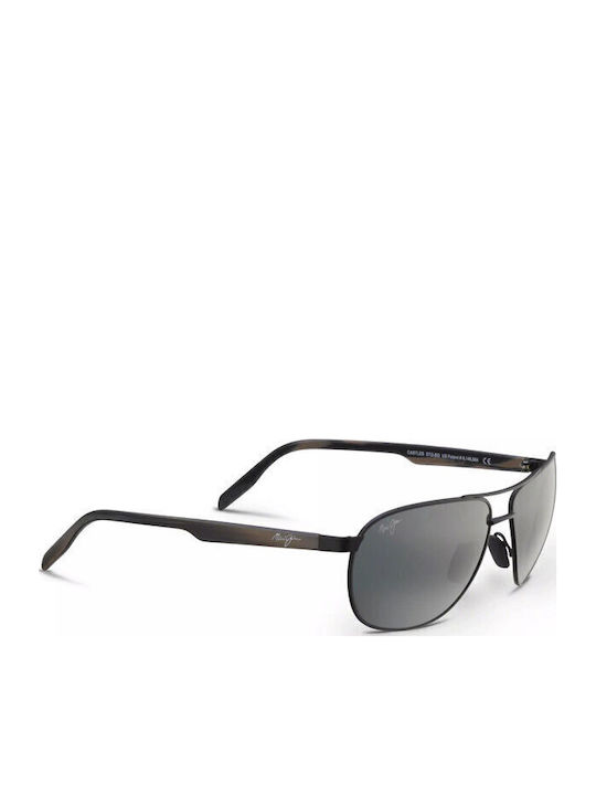 Maui Jim Castles 728 2M Grey Black Matte Ανδρικά Γυαλιά Ηλίου με Μαύρο Μεταλλικό Σκελετό και Γκρι Polarized Φακό 728-2M