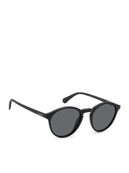 Polaroid Unisex Sunglasses with Black Horn-Rimmed Frame and Grey Polarized Lens PLD4153/S 807/M9