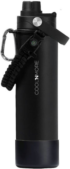 Cool'NMore Jet Бутилка Термос Неръждаема Стомана Без BPA 750ml Черна с Мундщук Сламка Примка и Дръжка