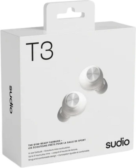 Sudio T3 In-ear Bluetooth Handsfree Earphones with Sweat Resistance and Charging Case White