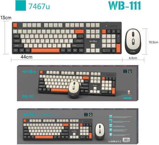 WB-111 Ασύρματο Σετ Πληκτρολόγιο & Ποντίκι Αγγλικό US