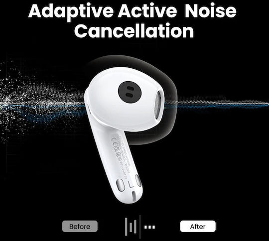 Ugreen HiTune H6 Pro WS203 In-ear Bluetooth Handsfree Ακουστικά με Αντοχή στον Ιδρώτα και Θήκη Φόρτισης Λευκά