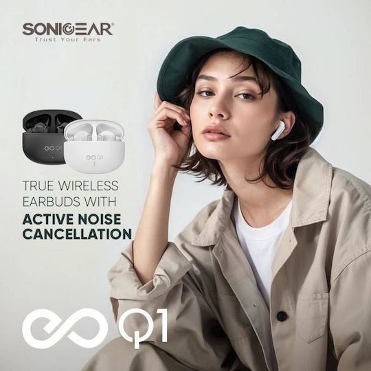 Sonic Gear Earpump Q1 In ear Bluetooth хендсфри Слушалки с Устойчивост на Пот и Кутийка за Зареждане Бял