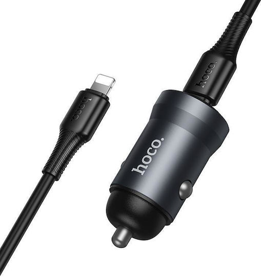 Z62A Зарядно за кола 30W с един Порт: 1xType-C заедно с Кабел Lightning / Type-C Сив Цвят