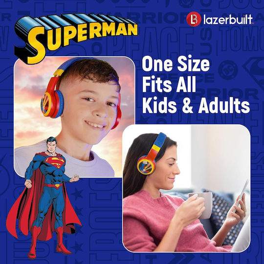 Lazerbuilt Superman Logo Light-Up Kabellose Bluetooth Kinder Am Ohr Kopfhörer Mehrfarbig