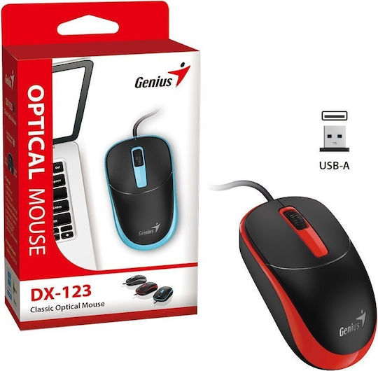 DX-123 Ενσύρματο Ποντίκι Κόκκινο