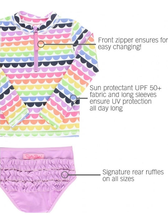 Rufflebutts Παιδικό Μαγιό Αντιηλιακή Προστασία Uv 50+ Rainbow Scallop