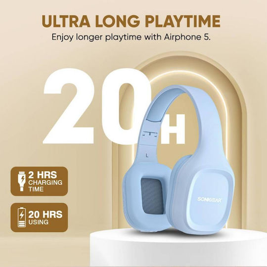 Sonic Gear Airphone 5 (2025) Wireless / Wired Over Ear Headphones with 10 hours of Operation Raindrop
