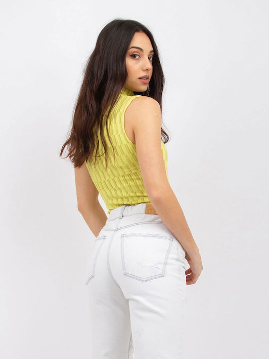 Kendall + Kylie Staggered Knit Stipe Green Lime Bodysuit