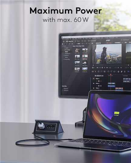 Goobay Geflochtenes USB 2.0 Kabel USB-C männlich - USB-C / USB-A 60W Schwarz 3m 74528