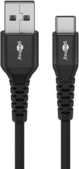 Goobay Geflochtenes USB 2.0 Kabel USB-C männlich - USB-C / USB-A 60W Schwarz 3m 74528