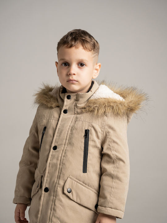 Kids Parka Short with Hood Brown