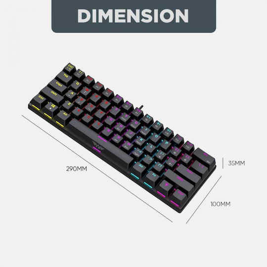 MKA-1C Gaming Mechanical Keyboard 60% with Custom Red switches and RGB lighting (English US)