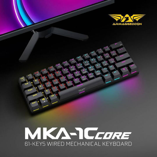 Armaggeddon MKA-1C Core Gaming Μηχανικό Πληκτρολόγιο με Custom Red διακόπτες και Φωτιζόμενα πλήκτρα (Αγγλικό US)