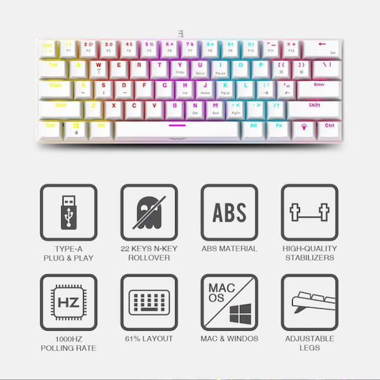 Armaggeddon MKA-1C Core Gaming Μηχανικό Πληκτρολόγιο με Custom Red διακόπτες και Φωτιζόμενα πλήκτρα (Αγγλικό US)