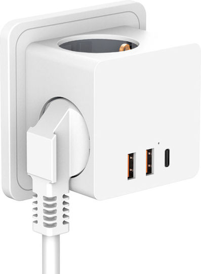 Smart PowerCube 6 Prize cu 2 USB-A și USB-C Gri