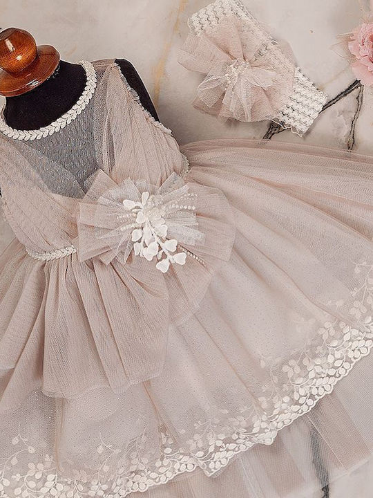 Piccolo Bambino Taufkleid für Mädchen 614-45-Beige