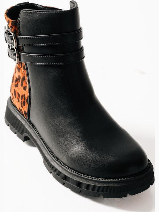Ghete Copii din Piele Black / Animal Print