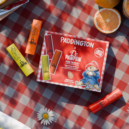 Set 3 Balsamuri de Buze Paddington Paddington Picnic Treats Aromă de Dulceață de Portocale + Balsam Original + Dulceață de Căpșuni Dr.pawpaw 3 X 4 G