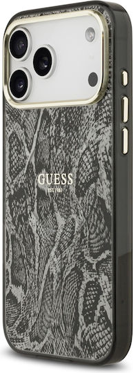 Guess Python Pattern Umschlag Rückseite Silikon Schwarz (iPhone 17 Pro Max)