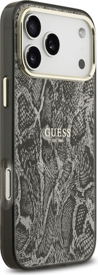 Guess Python Pattern Umschlag Rückseite Silikon Schwarz (iPhone 17 Pro Max)