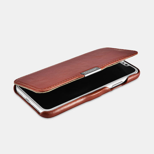 iCarer Folio Back Cover Leather Waterproof Brown (iPhone 16)