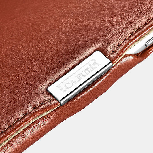 iCarer Folio Back Cover Leather Waterproof Brown (iPhone 16)