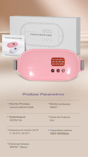 Arvada Relief Ng01 Dispozitiv de Masaj cu Încălzire Lombară pentru Ameliorarea Durerilor Menstruale 3 Niveluri de Încălzire și Vibrație Abdomen Spate Inferior Portabil cu Baterie Roz