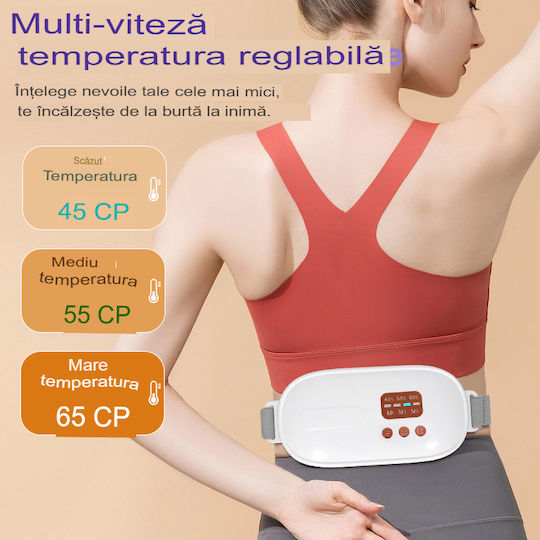 Arvada Relief Ng01 Dispozitiv de Masaj Lombar cu Încălzire pentru Ameliorarea Durerilor Menstruale 3 Niveluri de Încălzire și Vibrație Abdomen Spate Inferior Portabil Reîncărcabil Alb