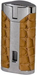 Rocky Patel Statesman Lighter 3xJet Silver-Beige Leather Punch