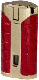 Rocky Patel Statesman Feuerzeuge 3xjet Gold-Rot Leder Punch