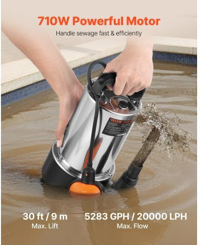 Vevor Pump Single-phase Pump Waste Water / Sewage 0.94hp QSWNBBXG2000JP0ZJ001V2