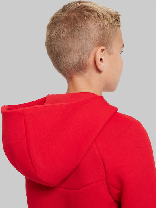 Athletic Kids Sweatshirt Cardigan Fleece with Hood Red