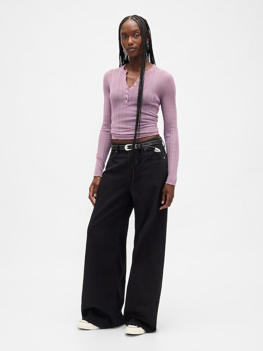 Damen Pullover mit Transparenz Amethyst Purple