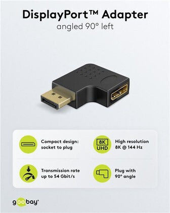 Goobay Конвертор DisplayPort мъжки към DisplayPort женски Черен 1бр 77132