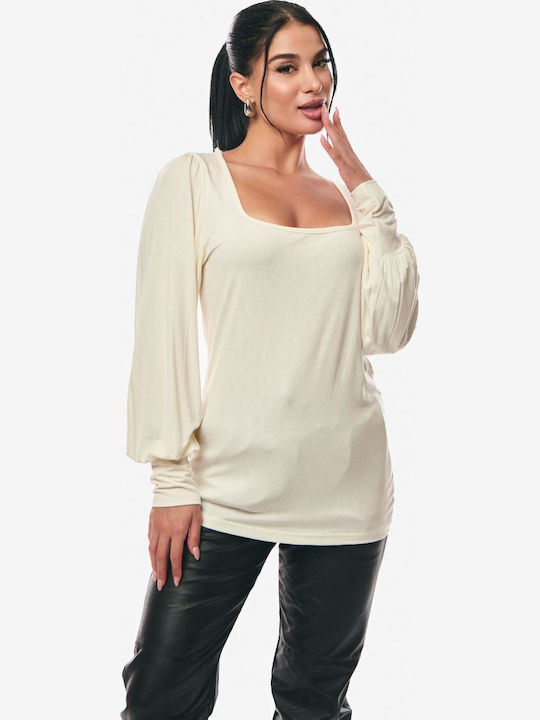 Women's Sweater with 3/4 Sleeve Ecru