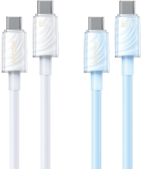WK USB 2.0 Cable USB-C male - USB-C 65W PD Μπλε 1.2m 250932