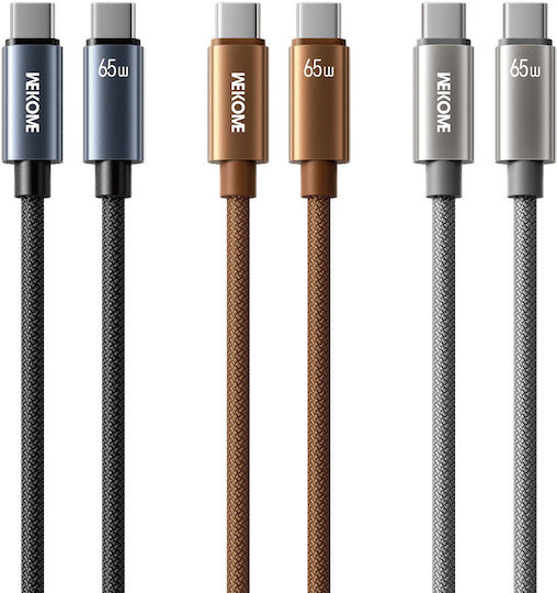 WK USB 2.0 Cable USB-C male - USB-C 65W PD Καφέ 1.2m 250927