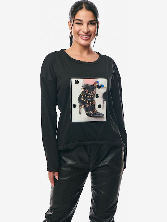 Women's Blouse Cotton Long Sleeve Black