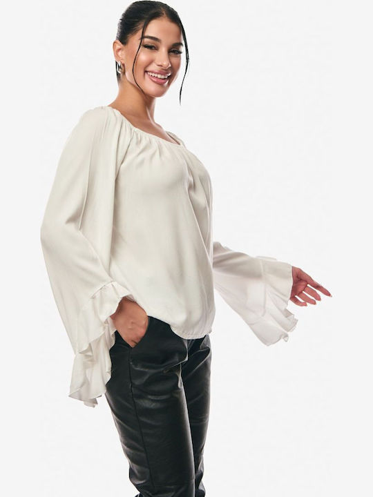 Γυναικεία Μπλούζα Off-Shoulder Εκρού
