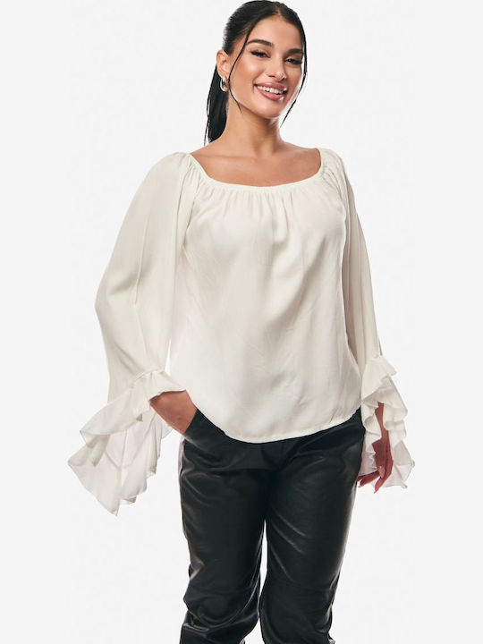 Γυναικεία Μπλούζα Off-Shoulder Εκρού