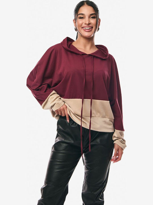 Women's Blouse with Hood Burgundy