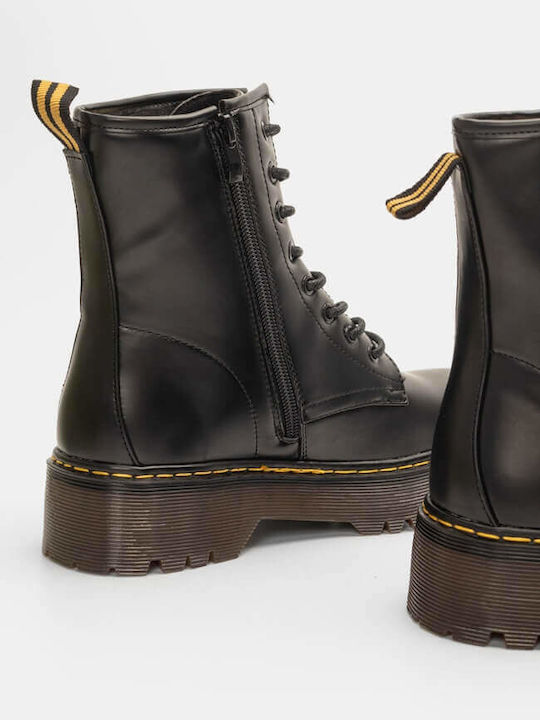 Leder Stiefeletten Damen Schwarz
