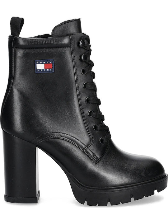 Leder Stiefeletten Damen Schwarz