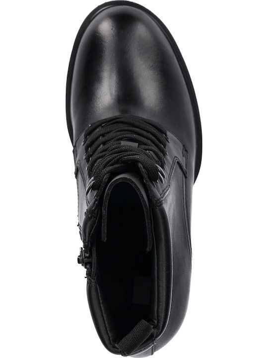 Leder Stiefeletten Damen Schwarz