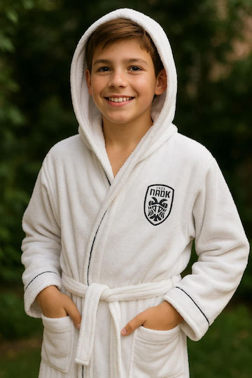 Vesta Home Kids Hooded Bathrobe PAOK White Vesta Home Kids Hooded Bathrobe PAOK White