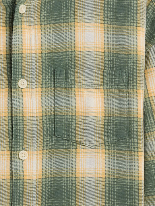 Kids Checked Shirt Long Sleeve Green